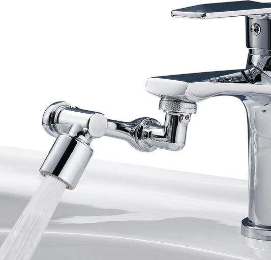 1080°Swivel Faucet Extender, Sink Water Faucet Aerator Extension in Brass, Swivel Robotic Arm Bathroom Faucet Extender, Kitchen Rotating Extension Filter with 2 Mode Splash