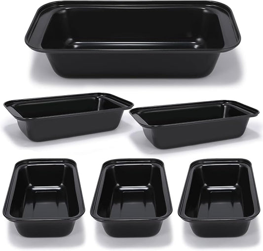 Yoehka 6 Pack Bread Pan Set, Non-Stick 8×4 Loaf Pans for Baking Homemade Bread, Sourdough, Brownies, Cake, Carbon Steel, Rectangle Baking Pans (Black)