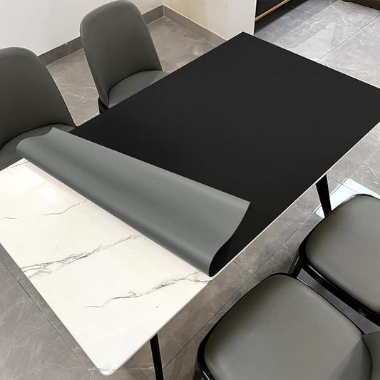 Table Cover Rectangle for Dining Room Table - Can Be Used On Both Sides Waterproof and Easy to Clean Good Flatness Used for Dining Table(Black+Gray 44x96)