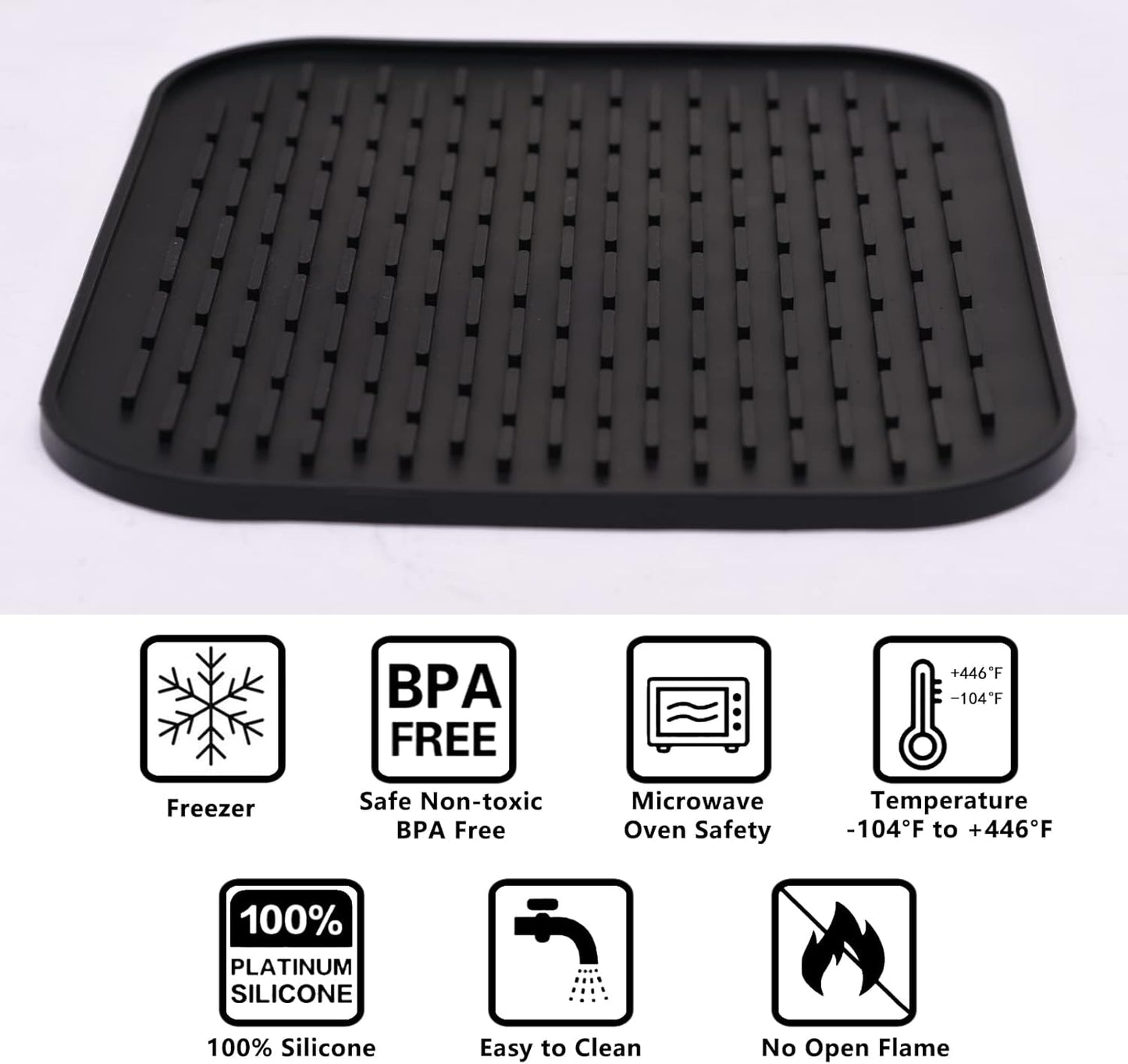 Small Dish Drying Mat, Silicone Dish Mats for Kitchen Countertop, 11.5"x9.1", for Rack Over the Sink, Pots, Pans, Glassware, Silverware, Stemware, Car Center Cap, Dishwasher safe, Reusable