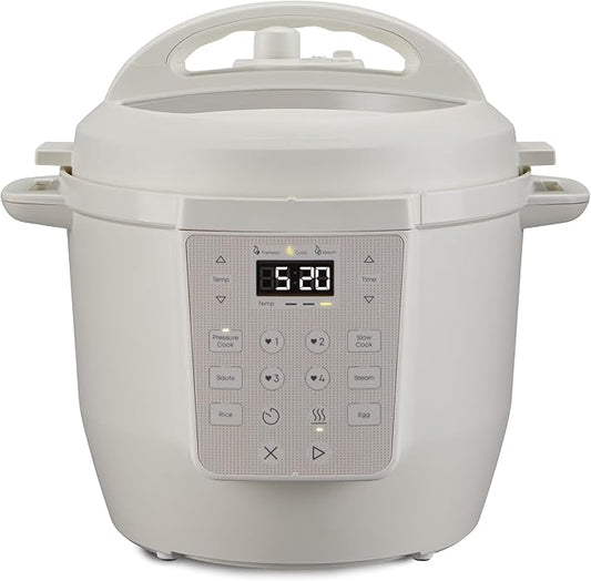 Pressure Cooker, 7-in-1-6 Qt Programmable Multi- Cooker; Non-Stick Ceramic Inner Pot, Dishwasher-Safe, Quick Steam Release, Safety Lock, Meal Prep (White)