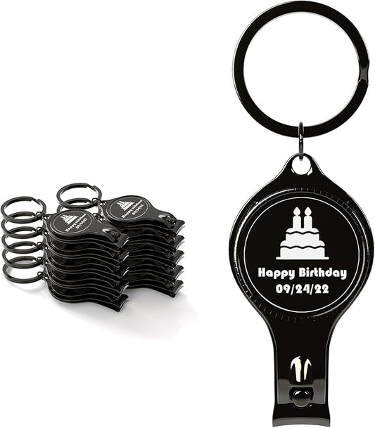 10pcs Personalized 4 in 1 Multi Function Bottle Opener, Nail Clipper, Wedding Favors Brewery, Private Customized, Black, Multitool Gifts for Men