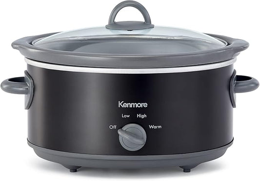 Kenmore 5 Quart Slow Cooker - Crock pot with Programmable Settings,Digital Controls, Large Capacity for Family Meals, Dishwasher-Safe Stoneware, Warm Rice & Sous Vide Stew