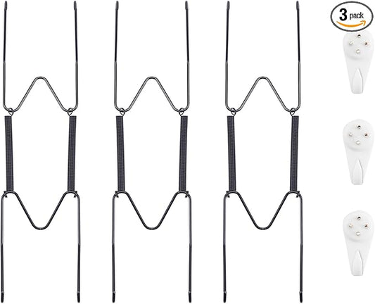 3 Pack Plate Hangers for The Wall, Suitable for 8-10 inch Art Plate, Stainless Steel Invisible Heavy Duty Wire Plate Holder with Wall Hooks, Plate Hangers for Displaying Plates, Platter, Dish, Black