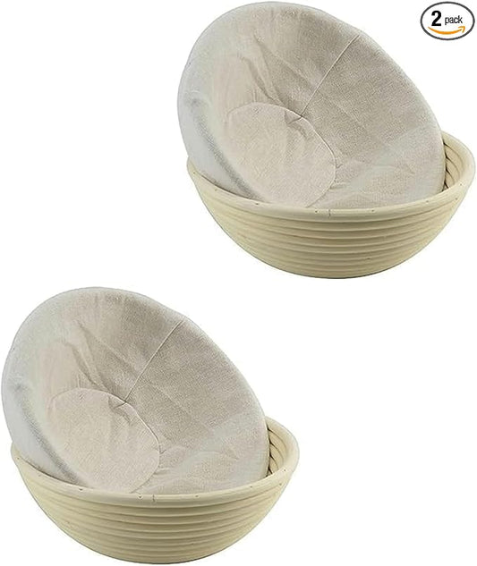 2Pcs 9 Inch Proofing Bread Basket Cloth, Reusable Breathable Liner Cotton Flax Proofing Bread Cloth, Baking Tools and Accessories for Kitchen and Dining, Round Baking supplies Bread Proofing Baskets