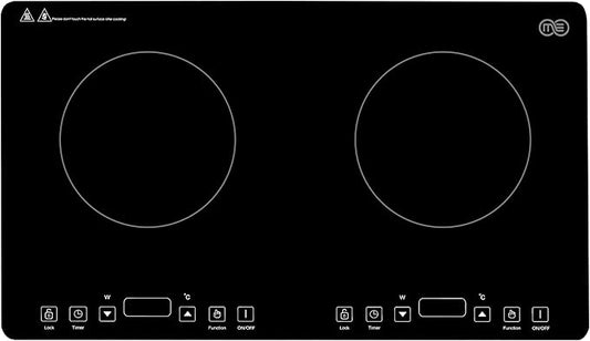 OMEO Portable Double Induction Cooktop 2 Burner Electric Cooktop, Touch Control 110V Induction Cooker with Safety Lock, Pause, Auto Shutoff Timer Setting, 9 Heating Level and Overheating Protection