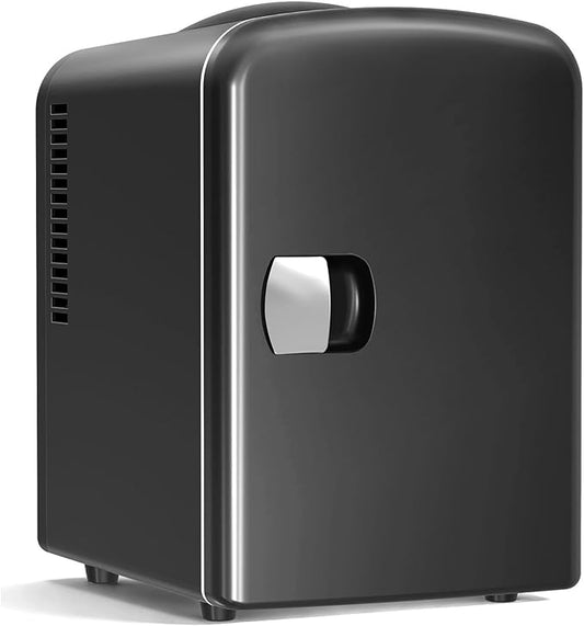 Antarctic Star 4L/6 Can Portable Mini Fridge,Personal Compact Refrigerator,Small Cooler for Food,Drinks or Skin Care, AC/DC for Bedroom, Car, Office & Dorm, Black