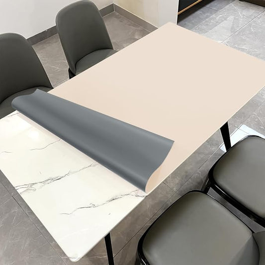 Table Pad Protector for Dining Room Table - Can Be Used On Both Sides Waterproof and Easy to Clean Good Flatness Used for Dining Table(Off White+Light Gray 54x72)
