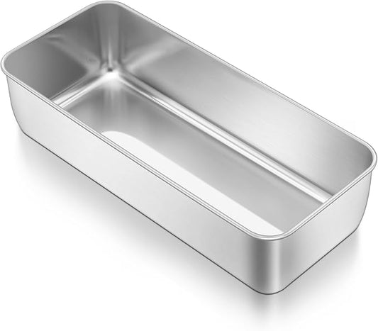 TeamFar Loaf Pan, 12 x 5 Inch Stainless Steel Loaf Pans for Baking Bread, Large Bread Loaf Baking Pan for Homemade Bread, Meatloaf, Cake, Brownies, Non-Toxic, Heavy-duty, Oven & Dishwasher Safe