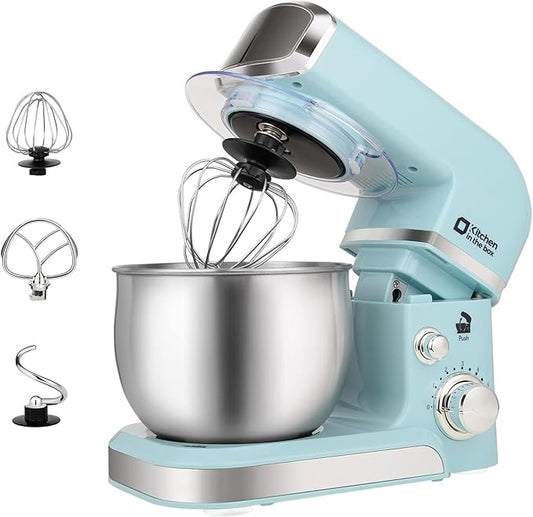 Kitchen in the box Stand Mixer,3.2Qt Small Electric Food Mixer,6 Speeds Portable Lightweight Kitchen Mixer for Daily Use with Egg Whisk,Dough Hook,Flat Beater