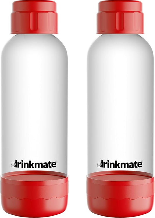 DrinkMate 1L Replacement Carbonation Bottles | Compatible with OmniFizz, LUX, and Spritzer | Royal Red, Pack of 2