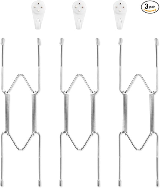 3 Pack Plate Hangers for The Wall, Suitable for 8-10 inch Art Plate, Stainless Steel Invisible Heavy Duty Wire Plate Holder with Wall Hooks, Plate Hangers for Displaying Plates, Platter, Dish, Silver