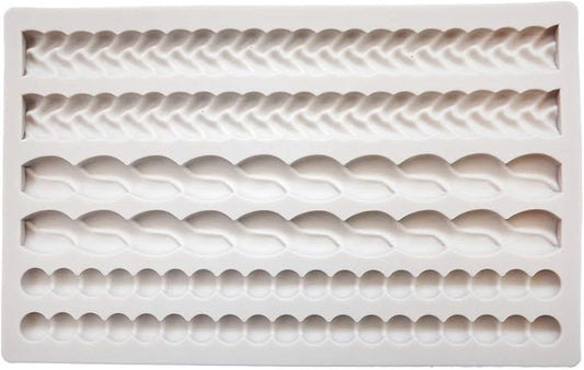 ScivoKaval Silicone Pie Crust Mold Impression Mat Knit Rope Pearl Border Lace Chain Molds Fondant Cake Decoration Mould Chocolate Cookie Sugar Craft Icing Gum Paste Pastry for Kitchen Baking Tools