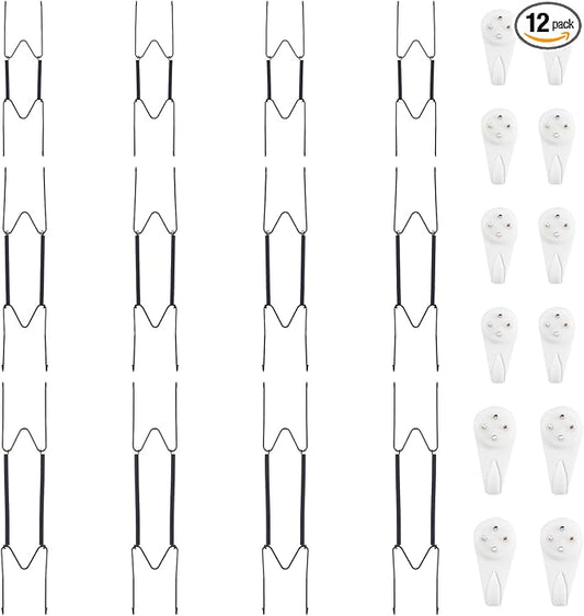 Bilillo 12 pcs Plate Hangers for The Wall, 8/10/12 Inch Invisible Plates Hangers, Stainless Steel Plate Wall Holders for Display Various Sizes with Hooks for Decorative (Black)