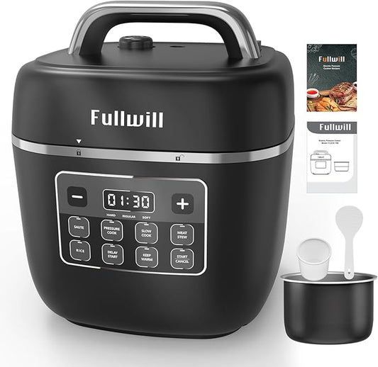 Fullwill 7 in1 Electric Pressure Cooker Lite 3 Quarts, Slow Cooker, Rice Cooker,Steamer, Sauté, Warmer, Olla de Presion Nonstick Pot amd DIY