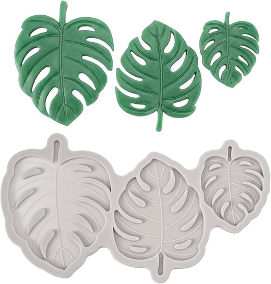 Leaves Fondant Molds, Monstera Leaf Molds Silicone Small Tropical Leaf Silicone Mold Cake Decorating Polymer Clay Mold for Candy Chocolate Baking Cookie Pastry