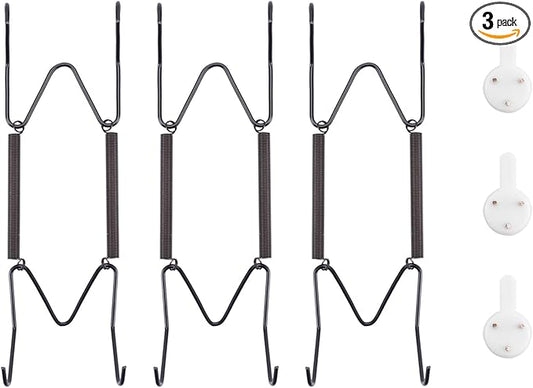 3 Pack Plate Hangers for The Wall, Suitable for 6-8 inch Art Plate, Stainless Steel Invisible Heavy Duty Wire Plate Holder with Wall Hooks, Plate Hangers for Displaying Plates, Platter, Dish, Black