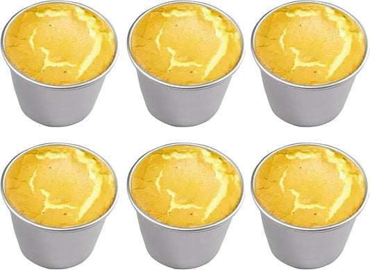 Set of 6 Nonstick Individual Tumblers Popovers| Chocolate Molten Pans| Pudding Cups| Raspberry Souffle Pot| Darioles Ramekins Brownies Mold - Size 3 Inches