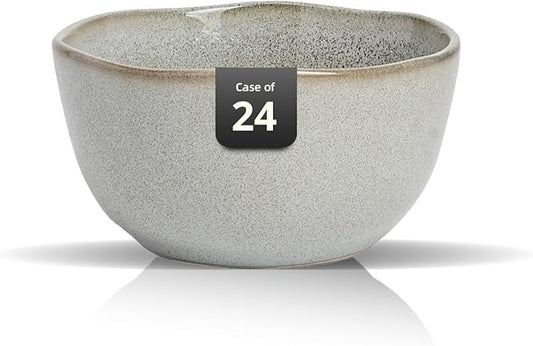Organic Shape Restaurant Soup Bowl 5.5", Commerical Grade Catering Stoneware Soup bowl in Ir-regular Organic Shape, Chip & Scratch Resistant, Glossy Reactive Glaze Grey, Case of 24