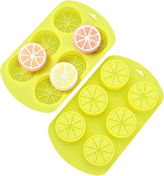 3D Lemon Candy Mold, 2 Pack Silicone Fruit Molds, Ymapinc Reusable Baking Mold for Chocolates, Jellies, Candles & Desserts, Oven/Dishwasher Safe Candy Making Supplies