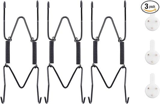 3 Pack Plate Hangers for The Wall, Suitable for 4-5 inch Art Plate, Stainless Steel Invisible Heavy Duty Wire Plate Holder with Wall Hooks, Plate Hangers for Displaying Plates, Platter, Dish, Black