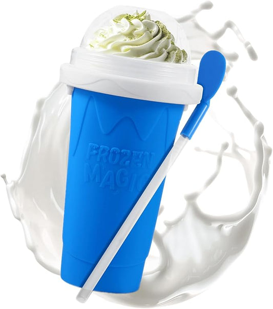 REGNBUE Slushy Maker Cup, Quick Frozen Magic Squeeze Cup for Juice Milk Yogurt Ice Cream Make, DIY Smoothie Cooling Cup with Lid & Straw for Kids Friends Family