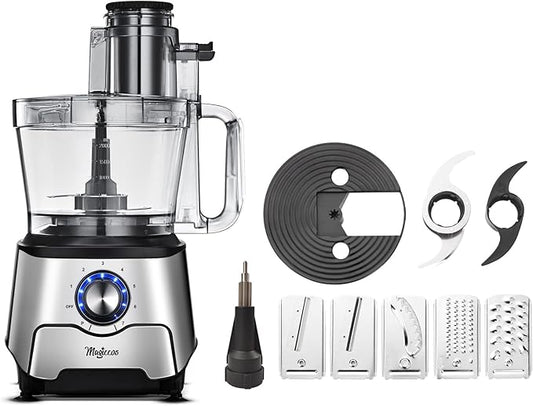 14 Cup Food Processor - 1000W Motor, Storage Drawer for Blades, 7 Speeds, XL Bowl & Large Feed Chute, French Fry Cutter, Chop Slice Shred & Mix for Vegetables, Cheese & Meat, Family Meals