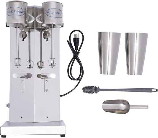 Milkshake Maker, Commercial Stainless Steel Milk Shaking Machine With Double Head Drink Mixer, 110V 180W Electric Milkshake Maker With 2Pcs 800ml Cups, Household Milk Shaker For Making Drinks