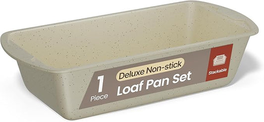 Nonstick Loaf Pan Set Pack of 1, Carbon Steel 11" Large Baking Bread Pan, Oven Safe Up to 450°F, PFOA, PFOS, PTFE Free, Space Saving Stackable Design, Stain Resistant, Dishwasher Friendly,White Marble
