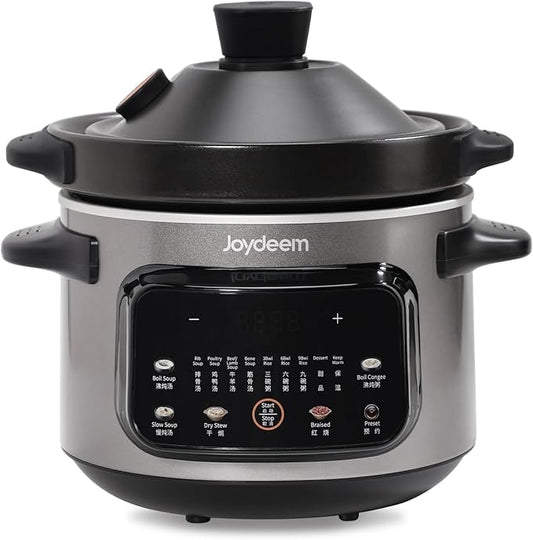 Joydeem 4 Quart Electric Stew Pot, 500W Multi-Functional Cooking Pot with Ceramic Inner, Soup, Porridge, Stew, Braise, with Auto Keep Warm & Timer DDG-A400