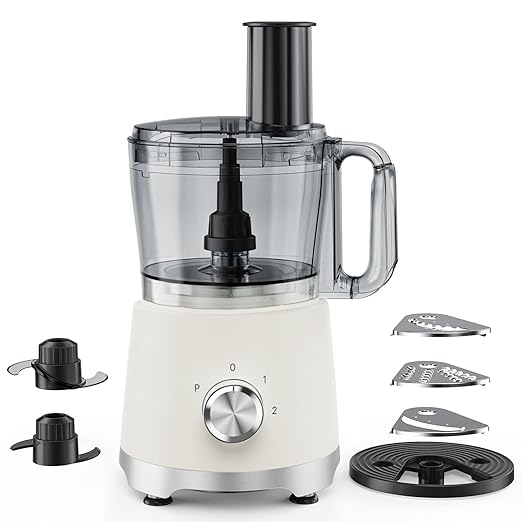 NEWBULIG Food Processor 10.5 Cup, Vegetable Choppers with Slicing Shredding Chopping Kneading, Dishwasher Safe, Food Grinder, Stainless Steel Blades, for Smoothie Fruit Dough, 2.6QT
