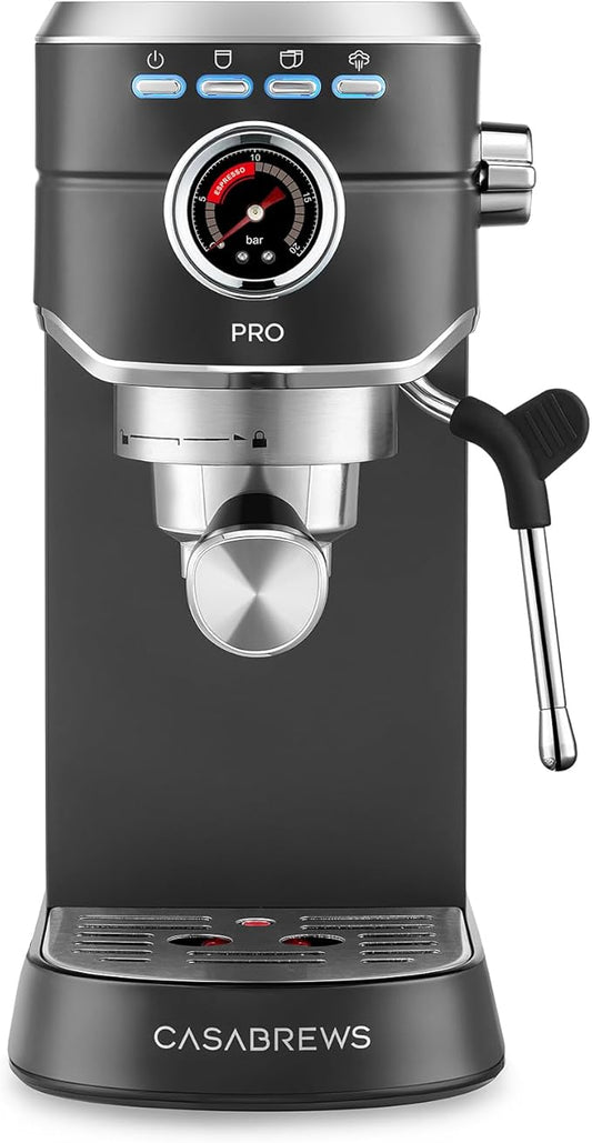 CASABREWS 5418 PRO Espresso Machine 20 Bar, Stainless Steel Espresso Maker with Milk Frother, Compact Cappuccino Machine for Home, Espresso Coffee Machine, Cafetera Espresso, Black