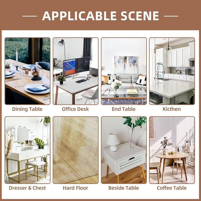 Warmstar Clear Table Cover Protector 44 x 114 Inch,1.5mm Thick Plastic Table Cover Rectangle,PVC Clear Table Protector,Desk Protector Mat for Kitchen, Dresser, Writing Desk，Dining Room Table