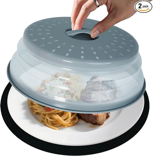 12" Large Microwave Splatter Cover & Silicone Mat, Foldable Food Cover and Raised Handle, BPA-Free Splatter Guard Lid, Multi-Purpose Heat-Resistant Mat for Pots,and Kitchen
