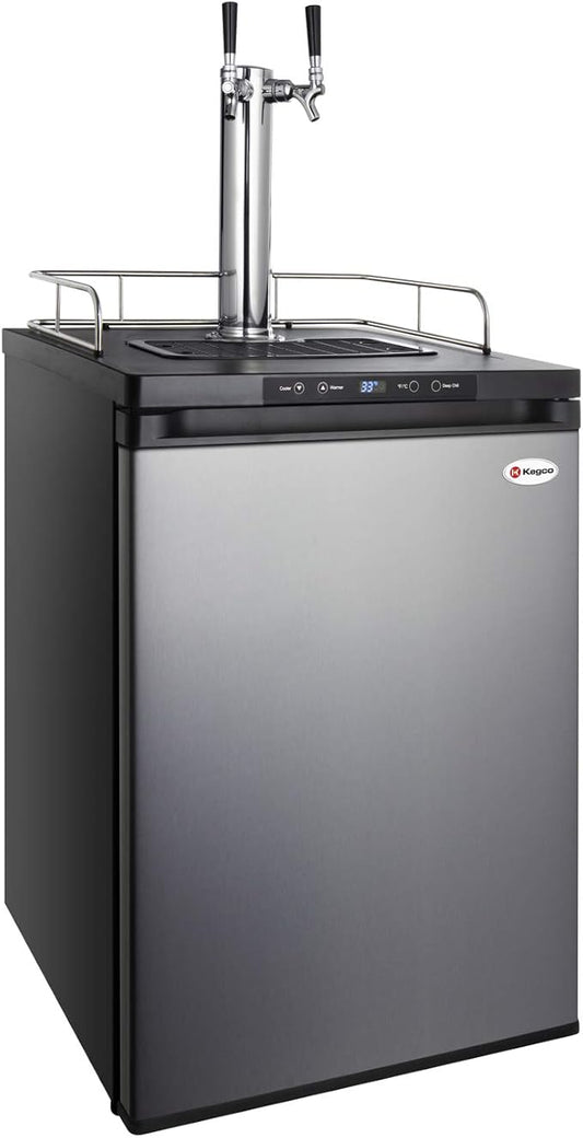 Kegco HBK309S-2 Home Brew Keg Dispenser, Stainless Steel, 2 Tap