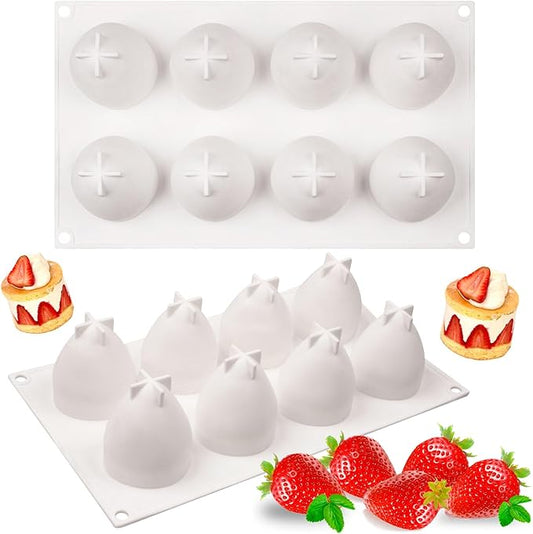 Strawberry Shaped Silicone Mold, 3D Fruit Mousse Cake Mold for Cake Decoration Cupcake Topper Dessert Chocolate Ice Candle Soap