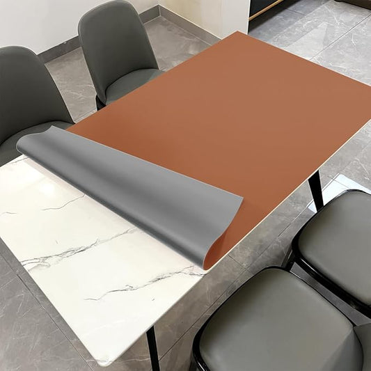 Leather Table Pad,1.8mm Thick,40x84 Inch,Dining Table Pad,Table Pads for Dining Room Table Rectangular,Dining Room Table Cover,Dining Table Cover(Brown+Gray,40x84)
