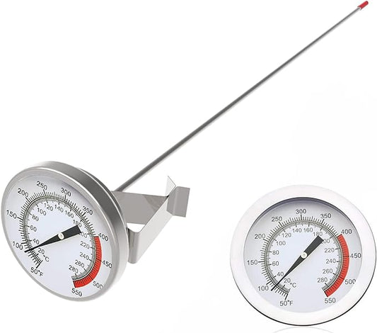Lightbeam 16" Long Stem Deep Fry Thermometer with Pot Clip, Instant Read 2" Dial Meat BBQ Oil Turkey Thermometer Candy Thermometer for Deep Fry, Turkey, Grill, Candy & Coffee etc