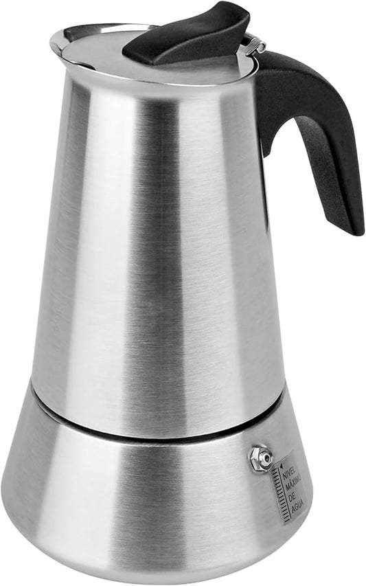 12 Cup Stovetop Espresso Maker Matte Stainless Steel Moka Pot Italian and Cuban Mocha Coffee Maker, Compatible with Gas, Electric, Ceramic, and Induction stovetops(20 fl oz/600 ml)