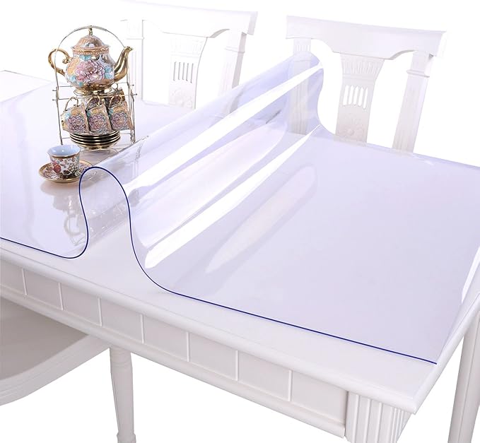NECAUX Custom 40 x 111 Inch Clear Table Cover Protector, 1.5mm Thick Wood Grain Transparent Table Pad Non-Slip Tablecloth Plastic Protective Pad for Dining Room Table Conference Table Meeting Table