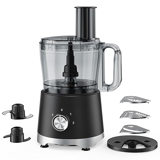 NEWBULIG Food Processor 10.5 Cup, Vegetable Choppers with Slicing Shredding Chopping Kneading, Dishwasher Safe, Food Grinder, Stainless Steel Blades, for Smoothie Fruit Dough, 2.6QT