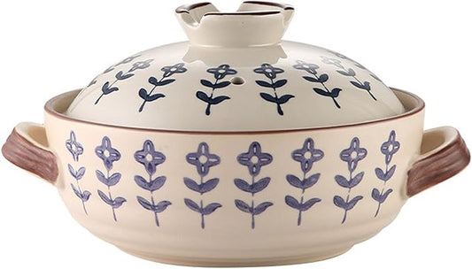 Ceramic Casserole, Japanese Clay Pot Donabe Stone Rice Pot With Lid, Earthen Pot Stockpot Ceramic Casserole Cooker Healthy Cookware Stove Pot Soup Hot Pot(Color:D)