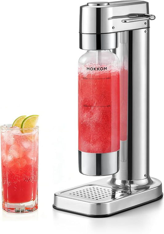 MOKKOM Sparkling Water Maker Soda Maker Soda Streaming Machine for Carbonating with 1L Carbonating Bottle, Compatible with Any Screw-in 60L CO2 Carbonator(NOT Included)