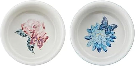 Dolly Parton Ramekin Set – Ceramic Bakeware with Mosaic Flower Design, Oven/Microwave/Freezer Safe, Even Heat Distribution, For Desserts, Soufflés and Casseroles, 2 Piece, 7 Ounce