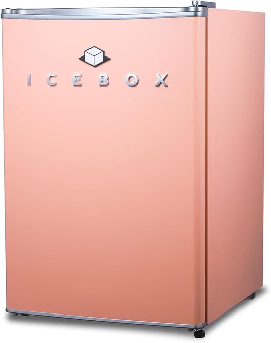ICEBOX 2.5 Cu. Ft. Compact Refrigerator, ENERGY STAR Certified Small Refrigerator, Single Door Mini Fridge with Chiller Compartment, R600a Refrigerant, IBCR25BLS, Blush Red