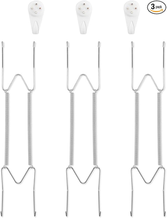 3 Pack Plate Hangers for The Wall, Suitable for 10-14 inch Art Plate, Stainless Steel Invisible Heavy Duty Wire Plate Holder with Wall Hooks, Plate Hangers for Displaying Plates, Platter, Dish, Silver