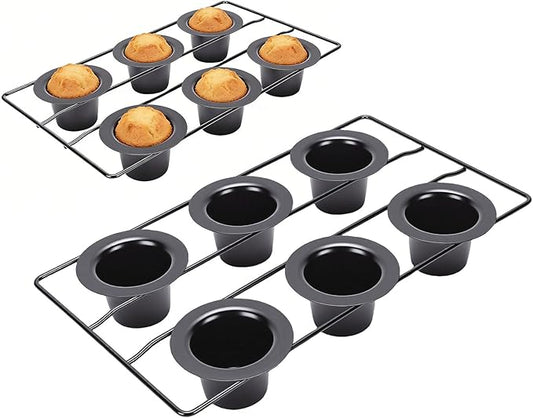 6 Cups Popover Pans, Nonstick Muffin Cupcake Pan, Pudding Cakes Bakeware Tray Mold Popover for Oven Baking Muffins Quiches Homemade Bakery Kitchen