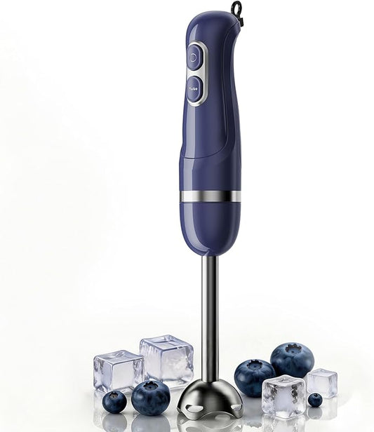Turelar Immersion Blender Handheld, Corded Electric Blenders Portable Stick Mixer with 2 Mixing Speed and Stainless Steel Blades Emulsifier for Effortless Blending Soup, Smoothies, Puree or Baby Food