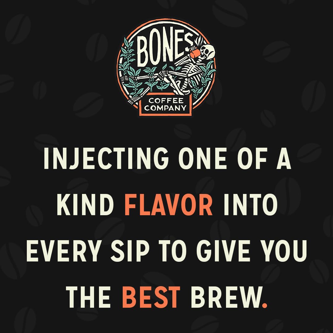 Bones Coffee Company Pear-Anormal, Caramel and Spiced Pear Flavored Coffee, Medium Roast Low Acid Arabica Beans Compatible with Auto drip and French Press Coffee Maker, 12 Oz Whole Bean