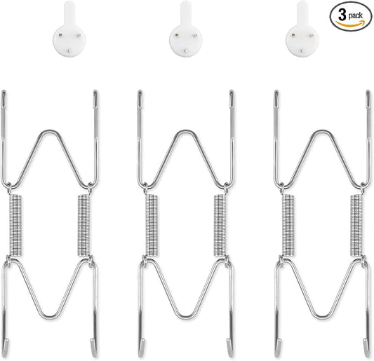 3 Pack Plate Hangers for The Wall, Suitable for 4-5 inch Art Plate, Stainless Steel Invisible Heavy Duty Wire Plate Holder with Wall Hooks, Plate Hangers for Displaying Plates, Platter, Dish, Silver